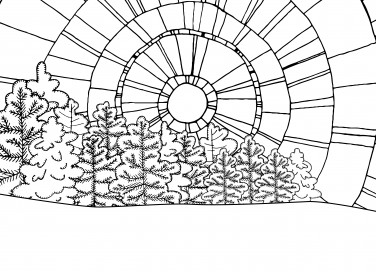 disegno paesaggio invernale, paesaggio invernale da colorare, disegni inverno 