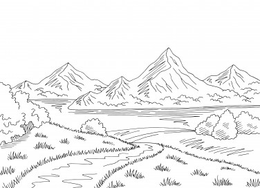 paesaggio montagna da colorare, disegno montagna da colorare