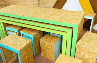 arredo in legno e forme geometriche