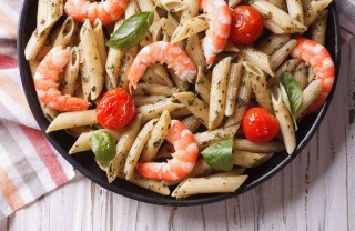 mezze maniche con scampi
