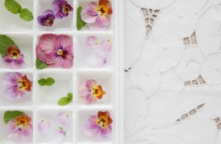 idee aperitivo estivo, cubetti ghiaccio fiori, cubetti ghiaccio frutta