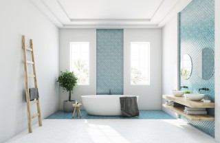 arredamento, bagno moderno, stile funzionale