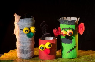 lavoretti halloween, lavoretti rotoli carta igienica, halloween idee