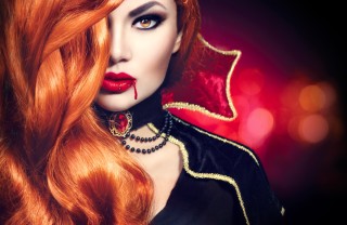 trucco, halloween, vampira