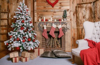 albero di Natale, bianco, rosso