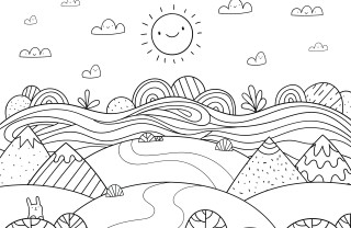 Disegno paesaggio estivo da colorare disegno paesaggio estivo da colorare, disegno estate da colorare, disegno estate, paesaggio estivo da colorare