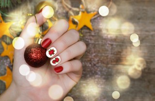 nail art, stella di Natale, decorazione Poinsettia