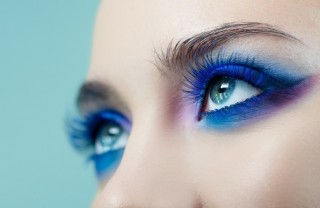 trucco occhi, blu elettrico, make-up da sera