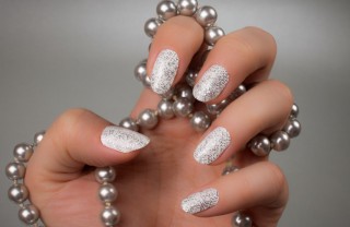 glitter, bianco, unghie