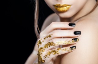 nail art, foglia oro, decorazione unghie