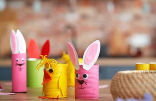 lavoretti pasqua barattoli latta, lavoretti pasqua, lavoretti barattoli latta
