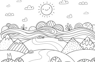 Disegno paesaggio estivo da colorare: 7 immagini gratis belle
