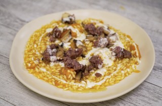 Risotto alla zucca con salsiccia, funghi e pecorino di Chef in Camicia