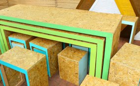 arredo in legno e forme geometriche