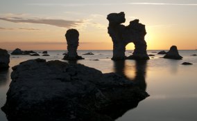 isola, Gotland, bella, affascinante notte alba viaggi