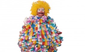 costumi di Carnevale originali, vestito da pagliaccio, vestito da pagliaccio con nastri fiori, riciclo creativo, nastri fiori