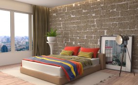 camera da letto matrimoniale, interior design, arredamento originale