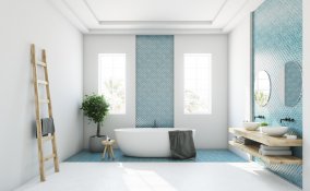 arredamento, bagno moderno, stile funzionale