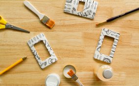 decorare placche interruttori, decoupage placche interruttori