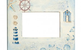 cornice fai da te, cornice tema mare, decoupage su legno