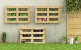 fioriera verticale fai da te, fioriera pallet