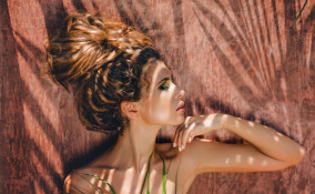 trucco, occhi, abbronzatura