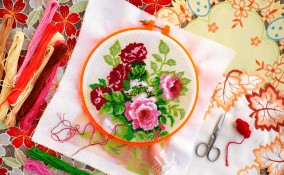 bouquet fiori punto croce, fiori punto croce