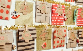 calendario dell'avvento con materiale di riciclo, calendario dell'avvento