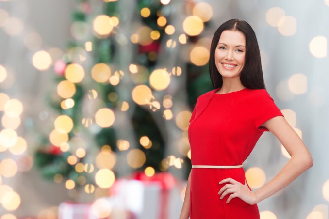 abito capodanno inverno elegante make-up acconciatura