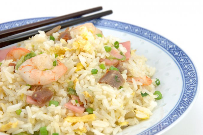 riso orientale curry gamberi frittata piselli