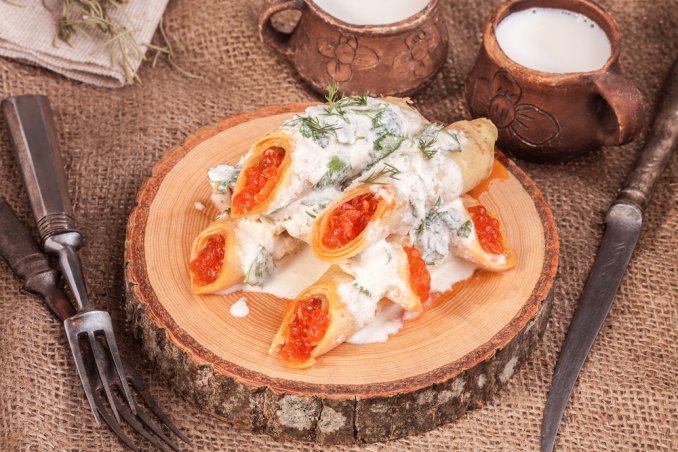 galettes Crêpes salmone robiola panna uova pesce aneto limone
