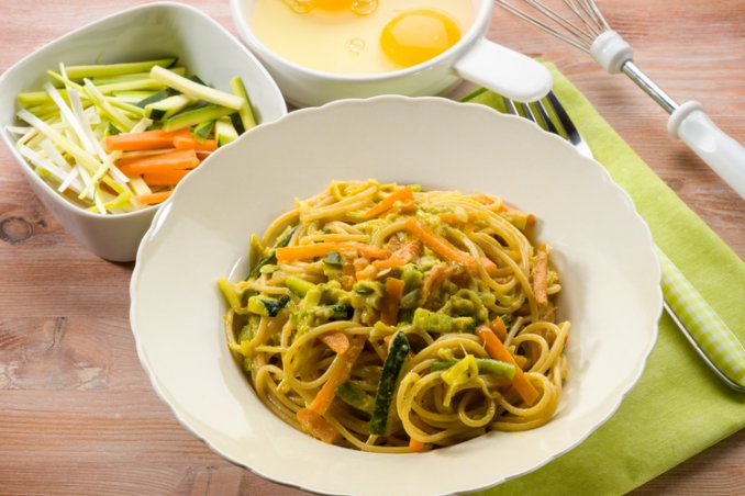 pasta zucchine carbonara uova mozzarella