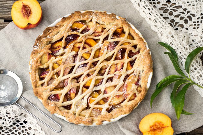 crostata di pesche, ricetta vegana