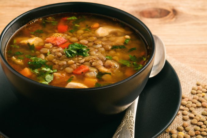 zuppa lenticchie, zuppa pollo, lenticchie ricetta