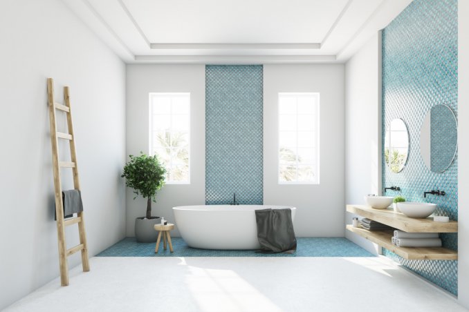 arredamento, bagno moderno, stile funzionale