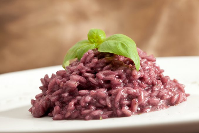 risotto con vino rosso e gorgonziola