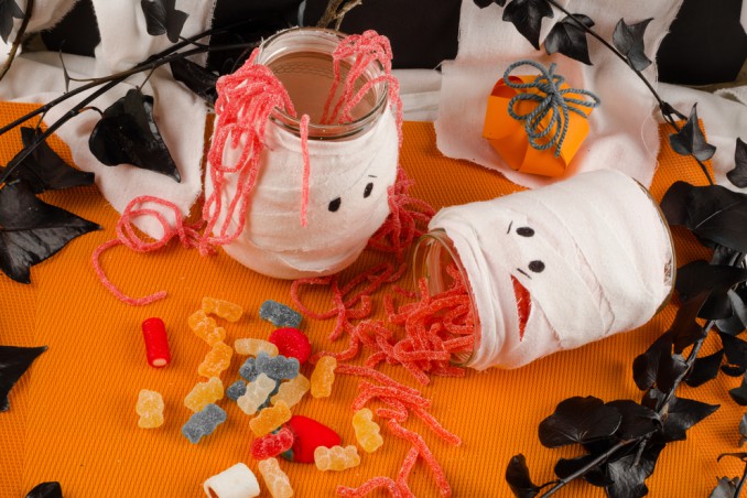 cestino halloween fai da te, idee halloween