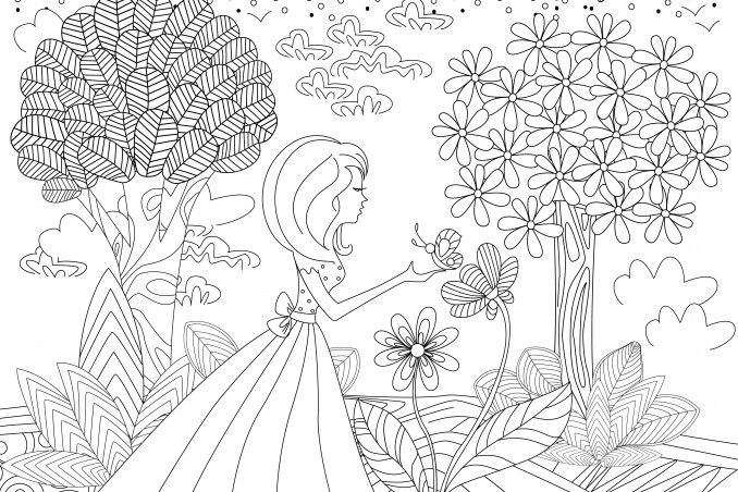 disegno paesaggio primaverile da colorare, disegno primavera da colorare, disegno paesaggio primaverile