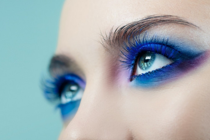 trucco occhi, blu elettrico, make-up da sera