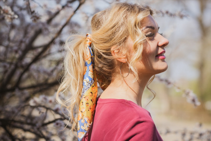 acconciature, donna, foulard