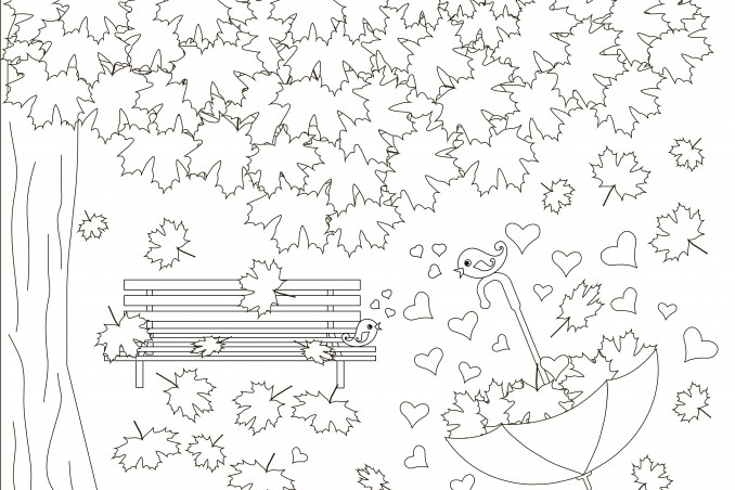 disegni paesaggi autunnali da colorare, disegni autunno da colorare