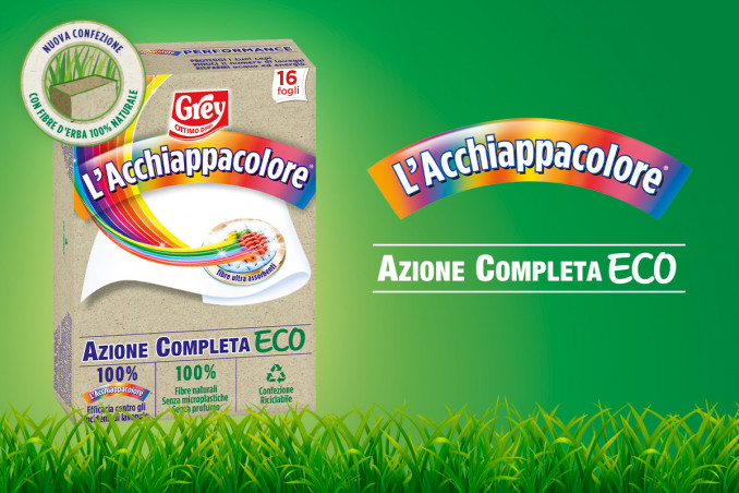 Il 100% della performance di L’Acchiappacolore Azione Completa con un impatto ridotto sull’ambiente!
