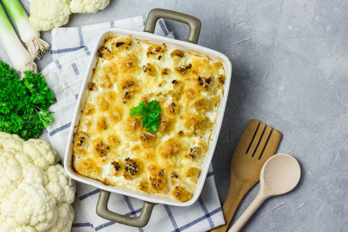 cavolfiore al forno, gratin, senza besciamella