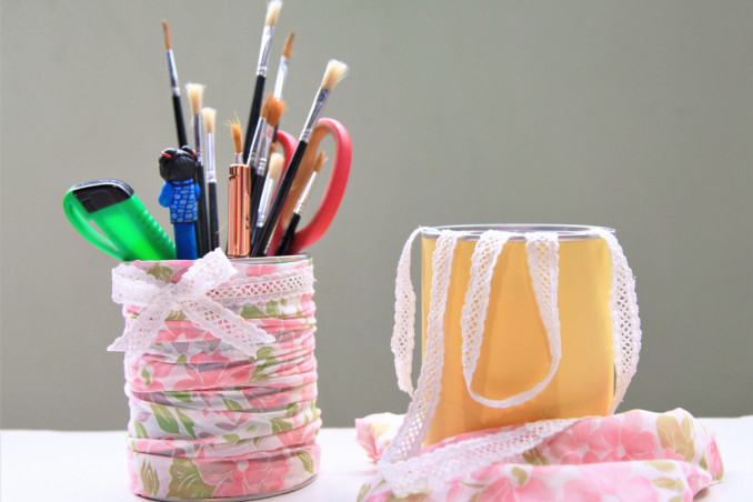 barattoli latta decorati fai da te, come riciclare barattoli latta