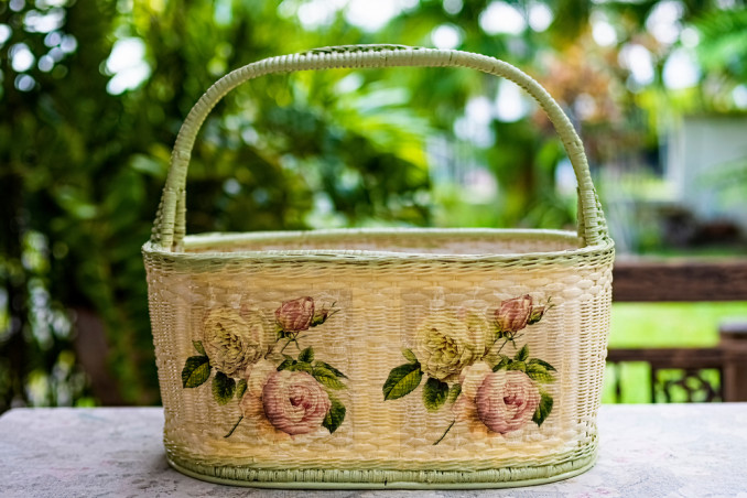 cestini vimini decorati fai da te, cestini vimini fai da te, cestini vimini decoupage