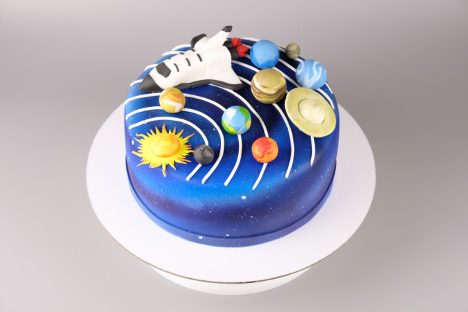 torte spaziali pasta zucchero, torta spaziale, torta tema spazio