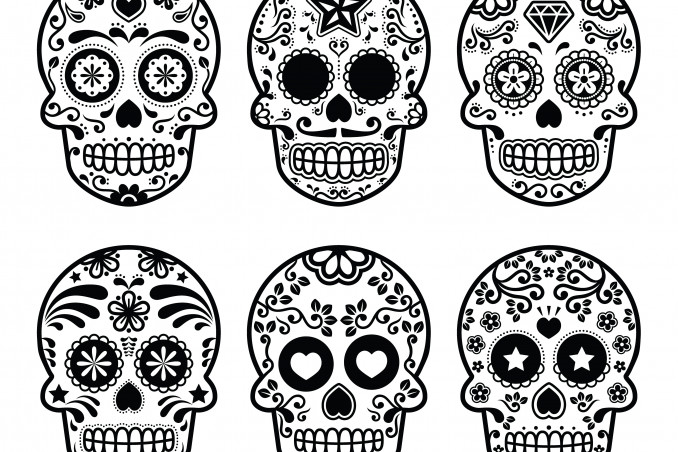 teschi messicani da colorare, teschi da colorare