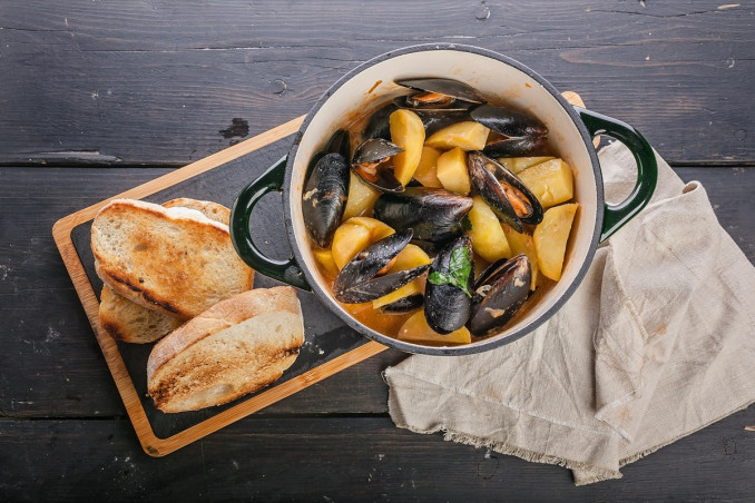 cozze, patate, forno