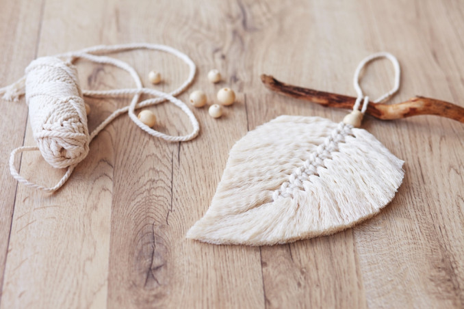 macramè foglia fai da te