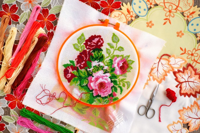 bouquet fiori punto croce, fiori punto croce